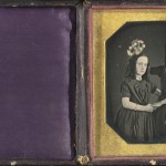 two girls with floral wreath ~ 1840s