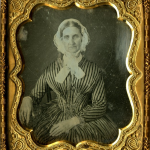 older lady in striped dress and daycap ~ ca. 1846