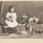 Marba Titzenthaler showing off her Toys, 1914