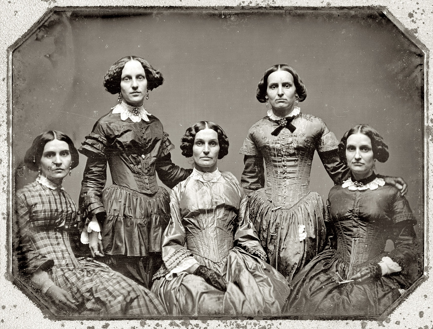 Girls with a pet Rabbit, ca. 1850s - costume cocktail