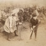 Virginia Woolf & brother Adrian playing cricket, ca. 1886