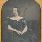 Lady in off-shoulder dress, ca. 1840s-50s