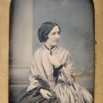 Lady in striped dress, ca. 1850s