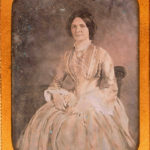 Lady in striped dress, 1850s
