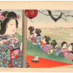 Japanese women on a cherry blossom viewing outing, 1906