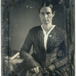 Lady in pleated fan bodice, ca. 1840s-50