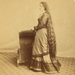 Animated lady with long hair, ca. 1870s