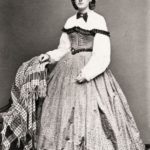 Lady with Swiss waist and plaid shawl, 1860s