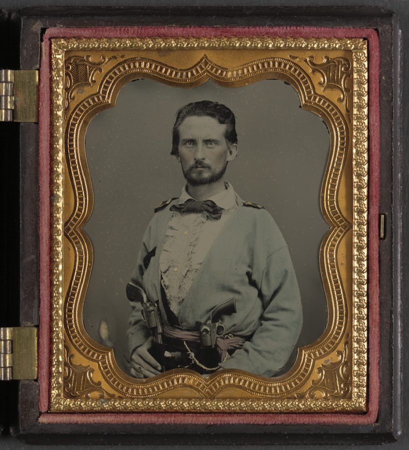 soldier from Kentucky in Confederate uniform with two revolvers, 1861 ...
